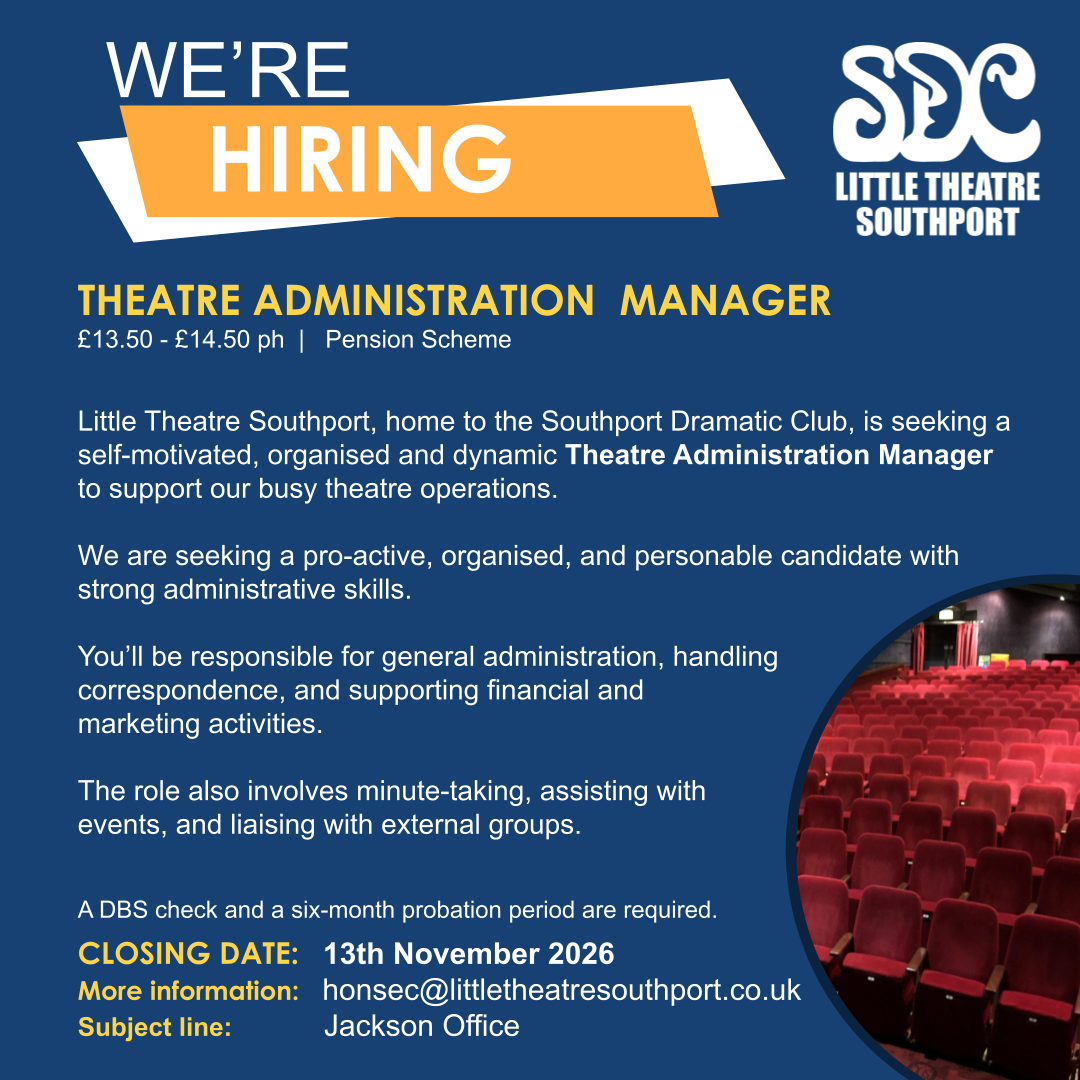 Job Vacancy: Theatre Administration Manager (Part-Time)